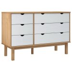Vidaxl commode otta marron et blanc 111x43x73, 5 cm bois de pin massif
