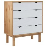 Vidaxl commode otta marron et blanc 76, 5x39, 5x90 cm bois de pin massif