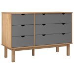 Vidaxl commode otta marron et gris 111x43x73, 5 cm bois de pin massif