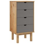 Vidaxl commode otta marron et gris 45x39x90 cm bois de pin massif