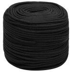 Vidaxl corde de bateau noir complet 6 mm 25 m polypropyl�ne