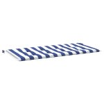 Vidaxl coussin de banc de jardin rayures bleues et blanches 120x50x3cm