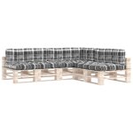 Vidaxl coussins de canap� palette lot de 7 motif � carreaux gris