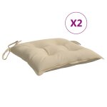 Vidaxl coussins de chaise lot de 2 beige 40x40x7 cm tissu oxford