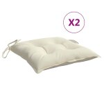 Vidaxl coussins de chaise lot de 2 blanc cr�me 40x40x7 cm tissu oxford