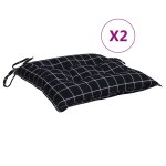 Vidaxl coussins de chaise lot de 2 carreaux noir 50x50x7 cm