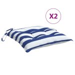 Vidaxl coussins de chaise lot de 2 rayures bleues blanches 50x50x7 cm Vidaxl coussins de chaise lot de 2 rayures bleues blanches 50x50x7 cm