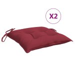 Vidaxl coussins de chaise lot de 2 rouge bordeaux 40x40x7 cm