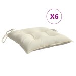 Vidaxl coussins de chaise lot de 6 blanc cr�me 40x40x7 cm tissu oxford