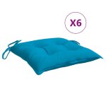Vidaxl coussins de chaise lot de 6 bleu clair 40x40x7 cm tissu oxford