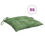 Vidaxl coussins de chaise lot de 6 � motif de feuilles 40x40x7cm tissu
