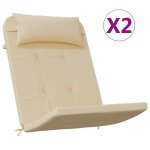 Vidaxl coussins de chaise adirondack lot de 2 beige tissu oxford