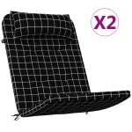 Vidaxl coussins de chaise adirondack lot de 2 carreaux noir