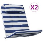 Vidaxl coussins de chaise adirondack lot de 2 rayures bleu / blanc