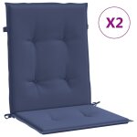 Vidaxl coussins de chaise  dossier bas lot de 2 bleu marine tissu