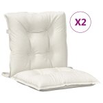 Vidaxl coussins de chaise � dossier bas lot de 2 cr�me m�lang� tissu