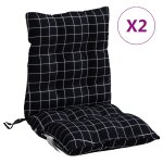 Vidaxl coussin d'ext�rieur 2 pc motif � carreaux noirs 100 x 50 x 7 cm