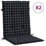 Vidaxl coussins de chaise � dossier bas lot de 2 noir � carreaux tissu