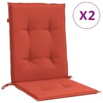 Vidaxl coussins de chaise � dossier bas lot de 2 rouge m�lang� tissu