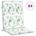 Vidaxl coussins de chaise � dossier bas lot de 4 mod�le de feuille