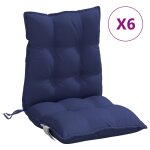 Vidaxl coussins de chaise � dossier bas lot de 6 bleu marine
