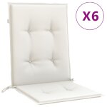 Vidaxl coussins de chaise  dossier bas lot de 6 crme mlang tissu