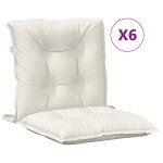 Vidaxl coussins de chaise � dossier bas lot de 6 cr�me m�lang� tissu