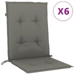 Vidaxl coussins de chaise � dossier bas lot de 6 gris fonc� m�lang�