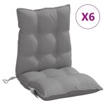 Vidaxl coussins de chaise � dossier bas lot de 6 gris tissu oxford