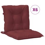 Vidaxl coussins de chaise dossier bas lot de 6 rouge bordeaux m�lang�