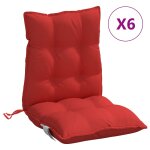 Vidaxl coussins de chaise � dossier bas lot de 6 rouge tissu oxford