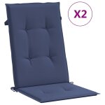 Vidaxl coussins de chaise � dossier haut lot de 2 bleu marine tissu