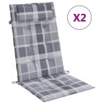 Vidaxl coussins de chaise  dossier haut lot de 2 carreaux gris