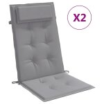 Vidaxl coussins de chaise  dossier haut lot de 2 gris tissu oxford