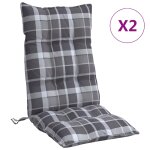 Vidaxl coussins de chaise � dossier haut lot de 2 motif carreaux gris