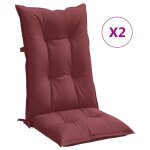 Vidaxl coussins de chaise dossier haut lot de 2 rouge bordeaux m�lang�