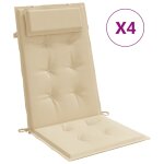 Vidaxl coussins de chaise � dossier haut lot de 4 beige tissu oxford