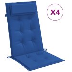 Vidaxl coussins de chaise  dossier haut lot de 4 bleu royal