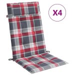 Vidaxl coussins de chaise  dossier haut lot de 4 carreaux rouge