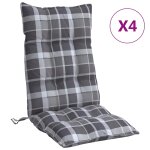 Vidaxl coussins de chaise � dossier haut lot de 4 motif carreaux gris