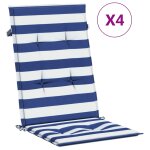 Vidaxl coussins de chaise � dossier haut lot de 4 rayures bleu / blanc