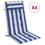 Vidaxl coussins de chaise � dossier haut lot de 4 rayures bleu / blanc