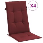Vidaxl coussins de chaise dossier haut lot de 4 rouge bordeaux m�lang�