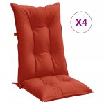 Vidaxl coussins de chaise � dossier haut lot de 4 rouge m�lang� tissu