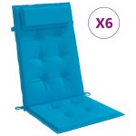 Vidaxl coussins de chaise � dossier haut lot de 6 bleu clair