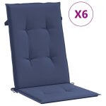 Vidaxl coussins de chaise  dossier haut lot de 6 bleu marine tissu