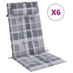 Vidaxl coussins de chaise  dossier haut lot de 6 carreaux gris