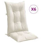 Vidaxl coussins de chaise � dossier haut lot de 6 cr�me m�lang� tissu