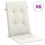 Vidaxl coussins de chaise � dossier haut lot de 6 cr�me m�lang� tissu