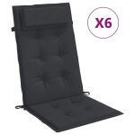 Vidaxl coussins de chaise � dossier haut lot de 6 noir tissu oxford